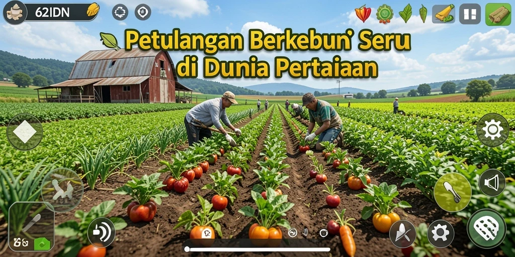 Screenshots utama 62IDN menunjukkan berbagai aktivitas pertanian yang menarik.