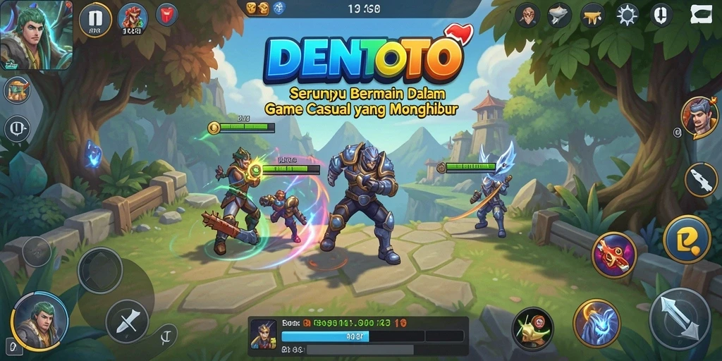 Tampilan gameplay DENTOTO yang penuh warna dan menyenangkan.