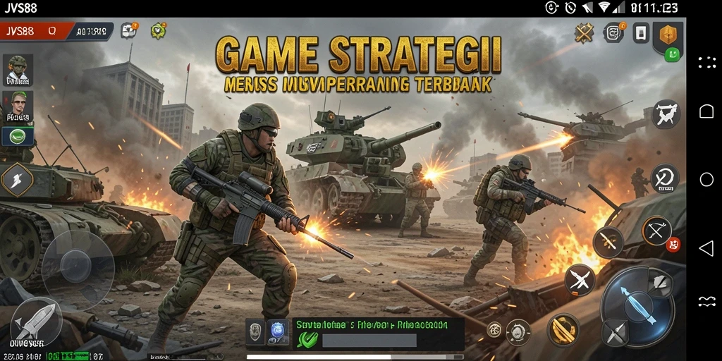 Tangkapan layar utama JVS88 menampilkan pertempuran strategis yang seru.