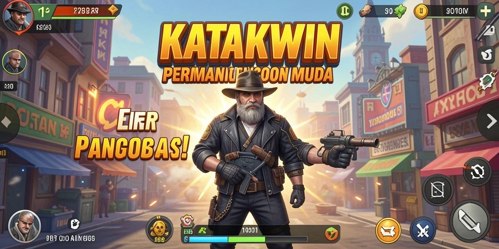 Tampilan gameplay KATAKWIN yang dinamis dan menarik.
